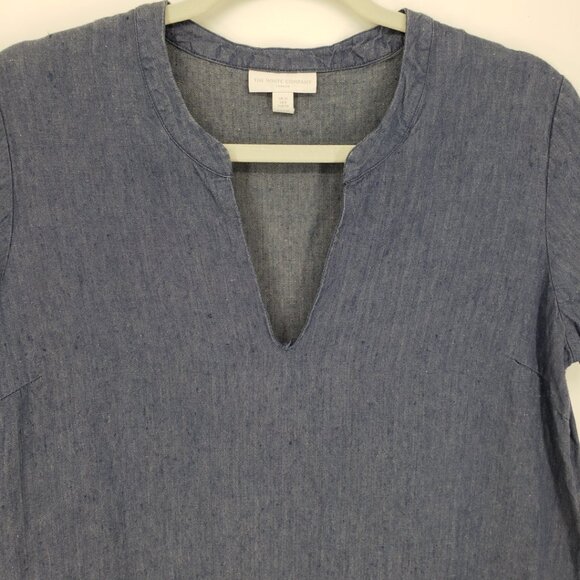 The White Company Linen Shift Dress 8 Short Sleeves Pockets Chambray Blue - Picture 6 of 7